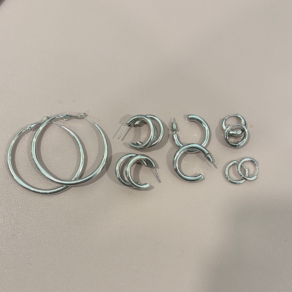 Stainless Steel Hoop Earring Set